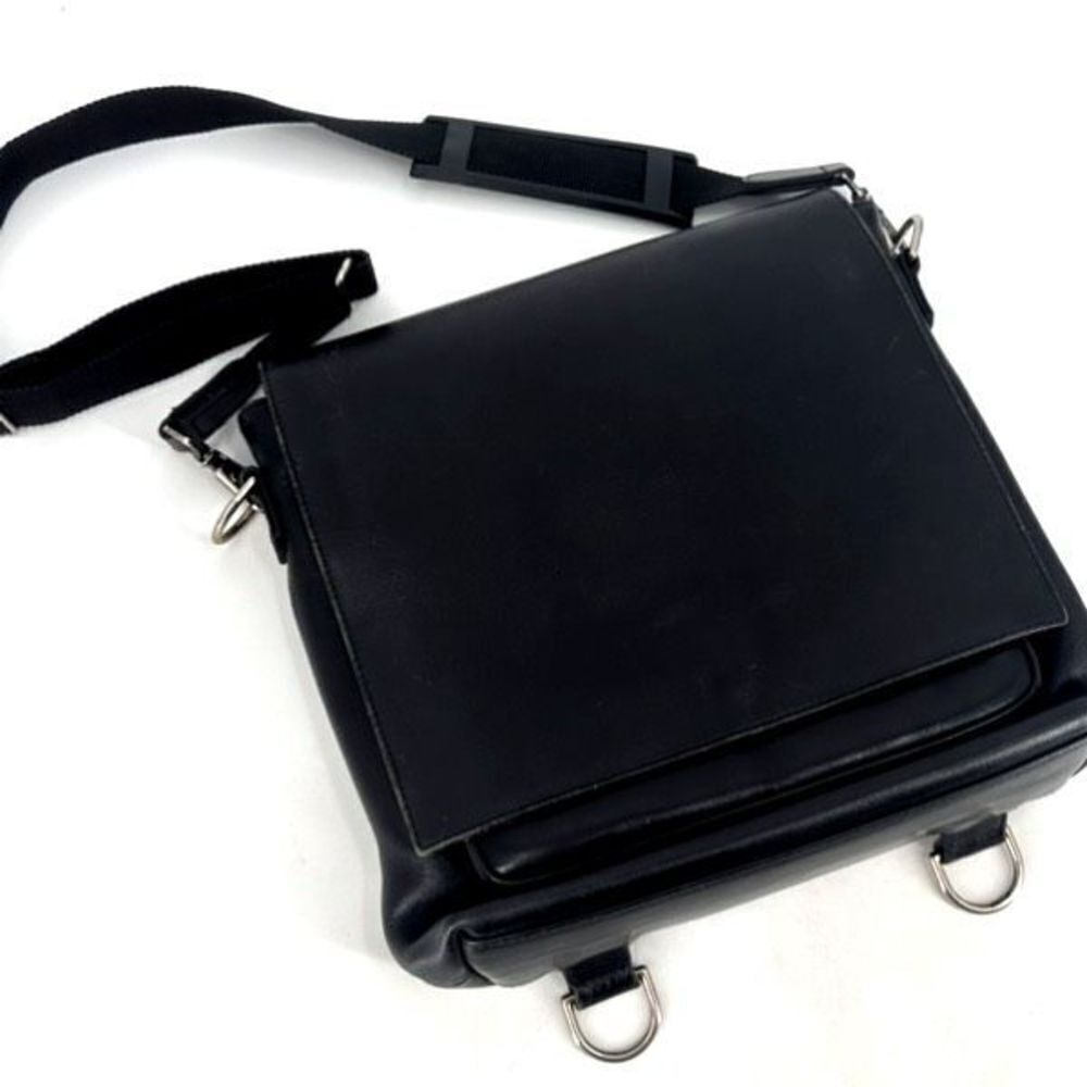 Vintage Village Tannery By‎ Sevestet Men's Large Black Leather Messenger Bag